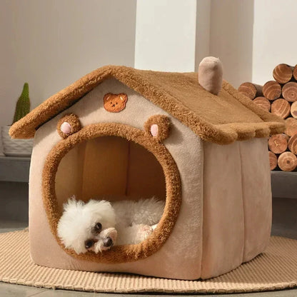 Winter Folding Pet House - Warm Plush Indoor Kennel