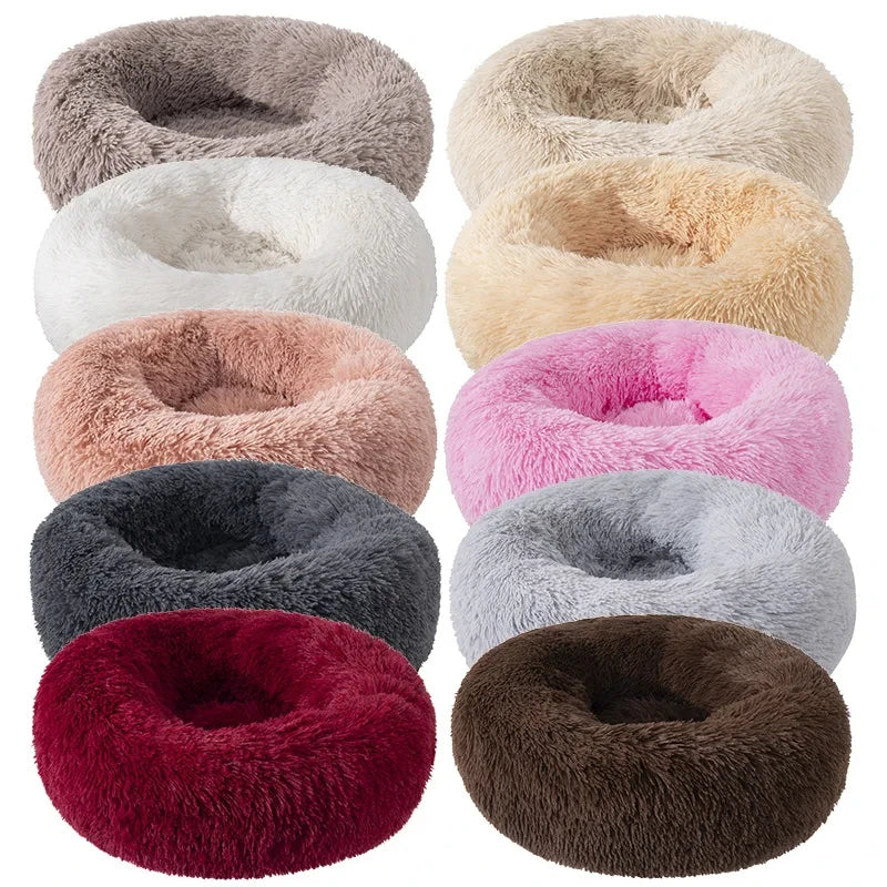 Super Soft Plush Pet Bed - Calming Donut Bed for Dogs & Cats
