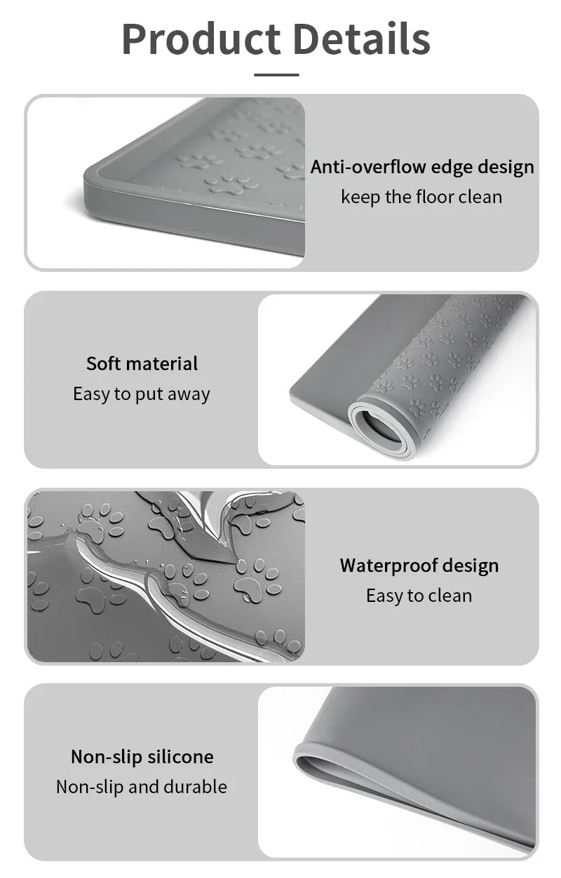 Silicone Pet Feeding Mat - Waterproof Non-Slip Bowl Placemat
