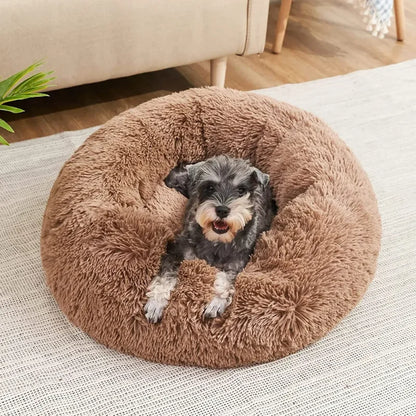Super Soft Plush Pet Bed - Calming Donut Bed for Dogs & Cats