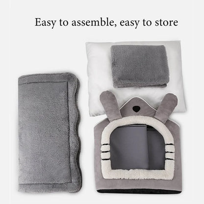 Winter Folding Pet House - Warm Plush Indoor Kennel