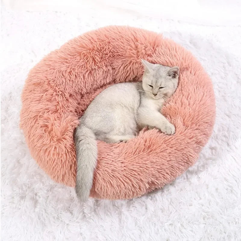 Super Soft Plush Pet Bed - Calming Donut Bed for Dogs & Cats