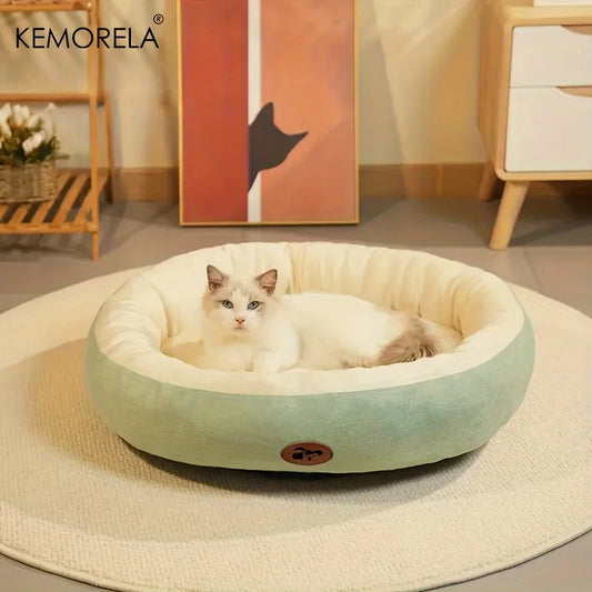 Plush Oval Pet Bed - Washable Cushion for Dogs & Cats