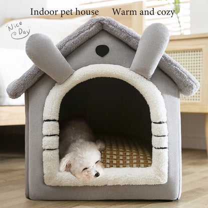 Winter Folding Pet House - Warm Plush Indoor Kennel