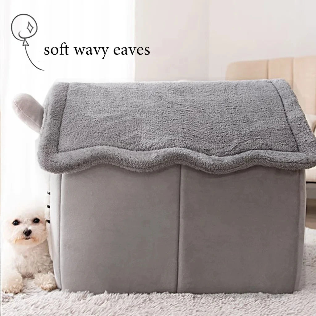 Winter Folding Pet House - Warm Plush Indoor Kennel