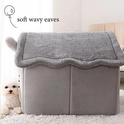 Winter Folding Pet House - Warm Plush Indoor Kennel