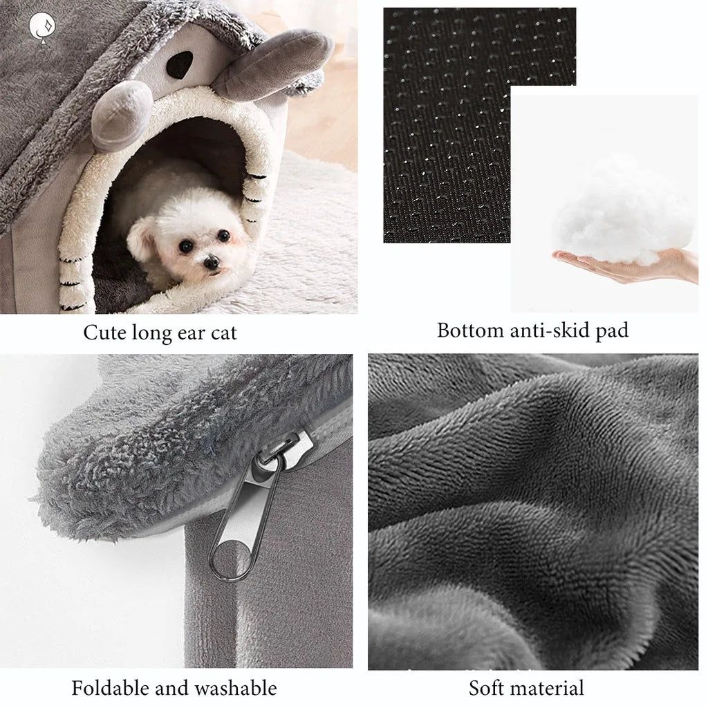 Winter Folding Pet House - Warm Plush Indoor Kennel