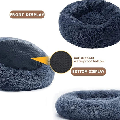 Super Soft Plush Pet Bed - Calming Donut Bed for Dogs & Cats