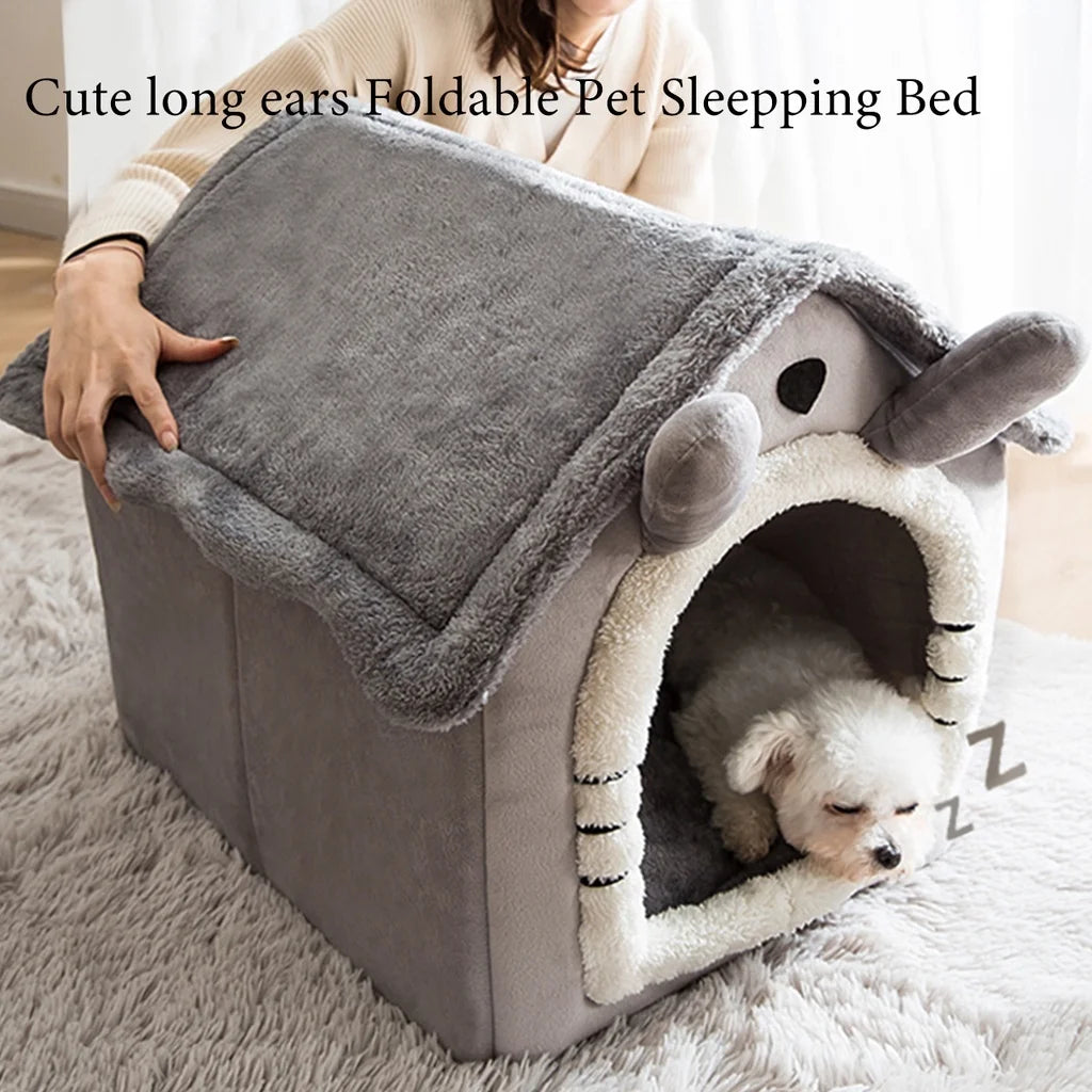Winter Folding Pet House - Warm Plush Indoor Kennel