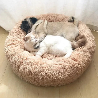 Super Soft Plush Pet Bed - Calming Donut Bed for Dogs & Cats