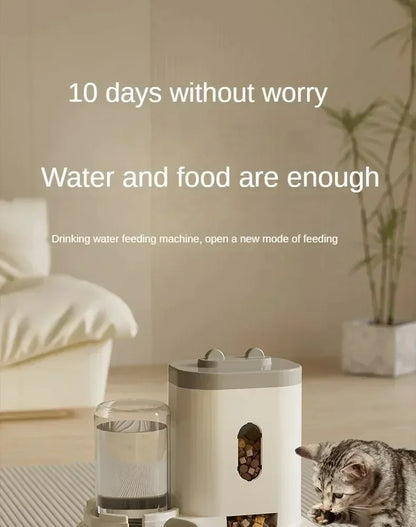 Automatic Pet Feeder with Water Fountain - Large Capacity