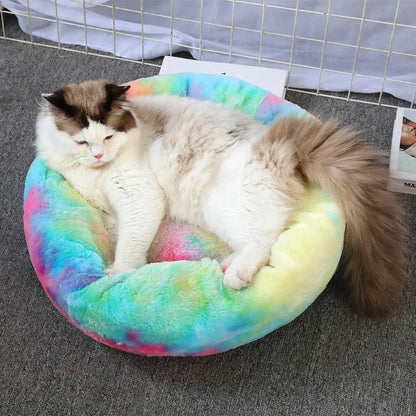 Super Soft Plush Pet Bed - Calming Donut Bed for Dogs & Cats